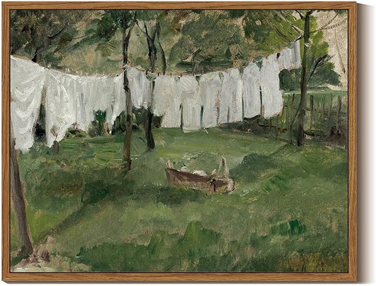 InSimSea Framed Wall Art for Living Room for Living RoomVintage Laundry Room Art Print Antique Oil Painting Country Landscape Vintage Wall Art Canvas for Bedroom OfficeGallery 11x14in