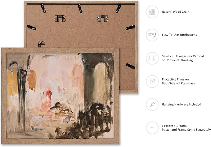 Poster Master Vintage Abstract Poster - Retro City Landscape Painting Print - City Art - Moody Art - Modern Farmhouse Art - Aesthetic Art - Great Living Room or Office Decor, 8x10 Beige Framed