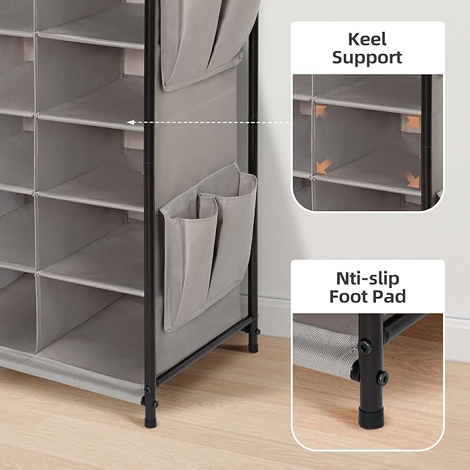 STORAGE MANIAC Shoe Cubby Organizer, Free Standing Shoe Cube Rack for Entryway, Bedroom, Apartment, Closet, 10-Cube Gray