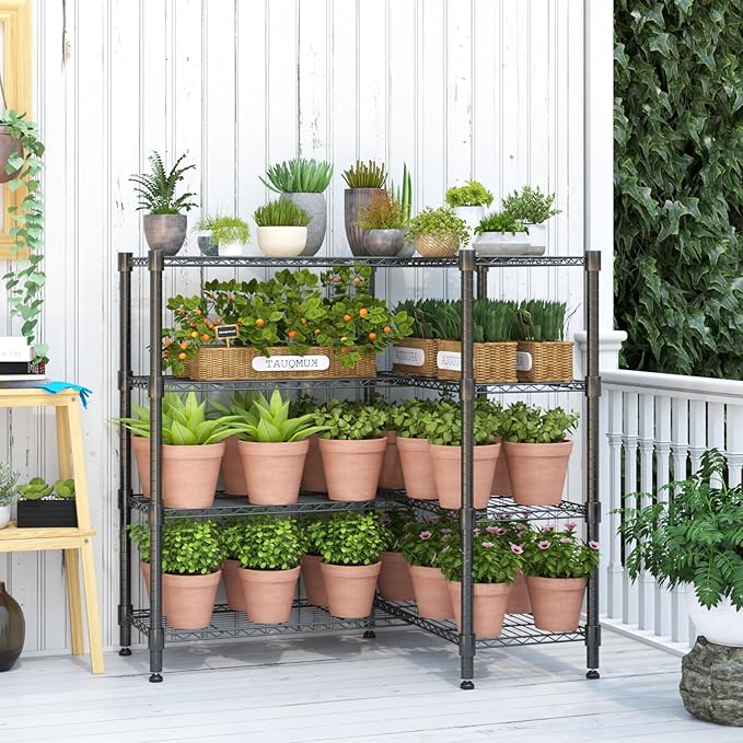 Homdox Heavy Duty Storage Shelves, 4 Tier Wire Shelving Unit, Adjustable Metal Shelves for Storage, Garage Rack Pantry Shelves Kitchen Shelving, 14"x60"x60", Black