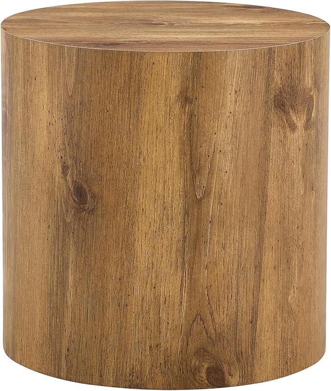 Modern Round Top Coffee Table,15.7Inch Cylindrical End Table,Small Side Table with Texture for Living Room,Office,Apartment