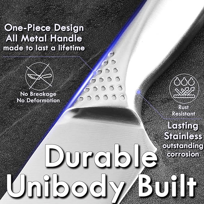 8-Inch Kitchen Essential Chef's Santoku Knife, Steel Seamless Handle