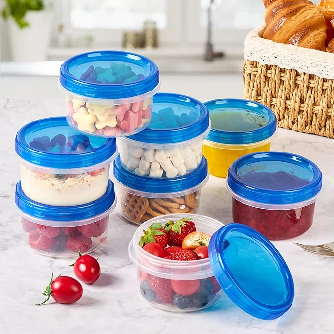 8 oz Freezer Storage Containers with Twist Top Lids, 10 Pack Reusable Meal Prep Containers Plastic Stackable Leakproof Food Storage Containers for Soup, Sauce, Salad, Leftover, Oats