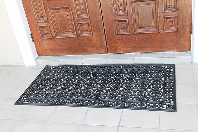 A1HC 3 Pieces Set Rubber Grill Matching Doormat, for Front, Patio & Garage Entrance, Scrapes Shoes Clean of Dirt & Grime, Heavy Duty for Indoor Outdoor 3-Pieces(Complete Home Set 24x39, 24x57, 30x60)