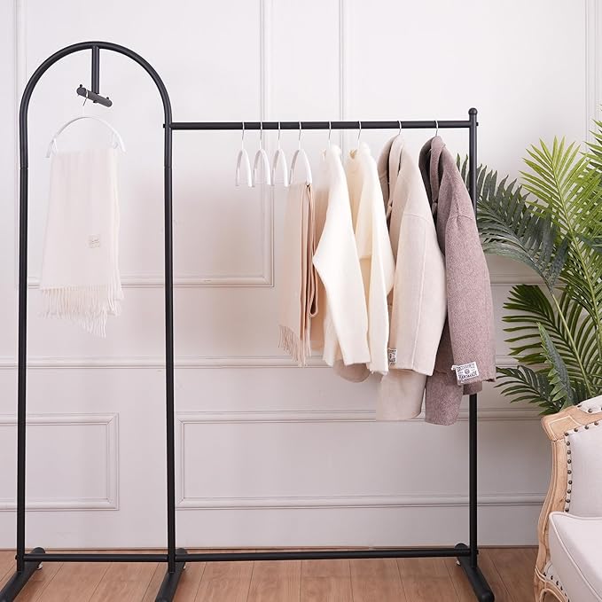 16.5 Inch White No Shoulder Bumps Non-Slip Rubber Coated Contour Metal Hanger, Sweater & T-Shirt Hanger with Pants Bar Pack of 10