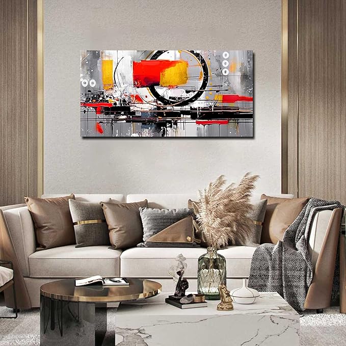 Abstract Canvas Art Wall Decor for Living Room - Modern Wall Art for Office Ready to Hang Size 24" x 48"