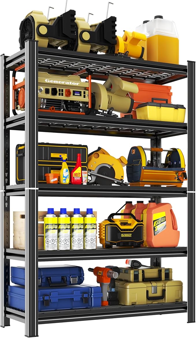 Garage Shelving Wire Storage Shelving Unit 5-Tier Heavy Duty 3000 lbs Load Capacity Storage Shelves, Adjustable Metal Shelves for Garage, Kitchen, and Pantry Storage(35.4"W x 15.7"D x 72"H)