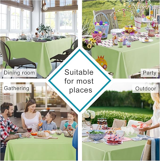 Hiasan Light Sage Tablecloth for Rectangle Tables - Waterproof and Spillproof Washable Fabric Table Cloth for Dining Room Kitchen Party, 60 x 120 Inch