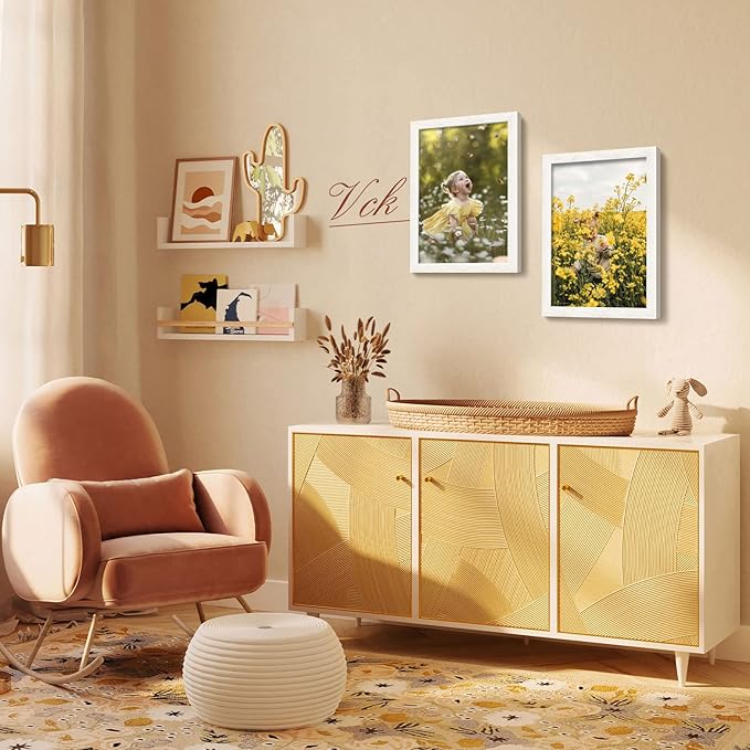 VCK 12x18 Poster Frame Set of 4 - White, Gallery-Quality Wood Picture Frames, 1.1-Inch Wide Border, Polished Plexiglass, Vertical or Horizontal Wall Display for Photo/Art/Prints, White