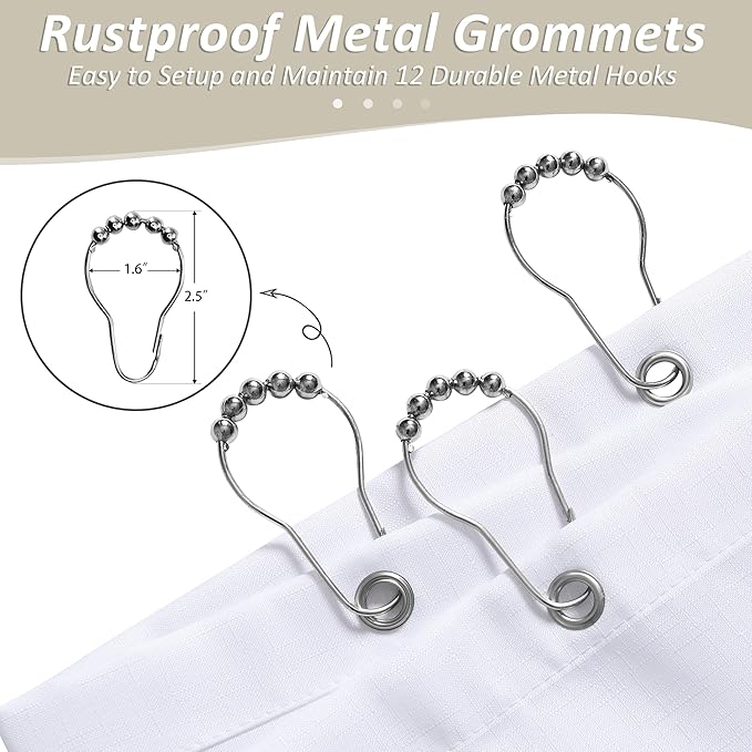 Naturoom Warm Beige Shower Curtains for Bathroom,Ombre Cloth Fabric Shower Curtain Set with 12 Hooks Denim Blue Bathroom Decor 72 x 72