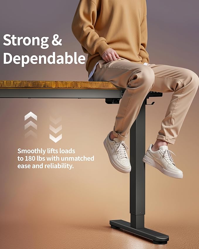 Standing Desk Electric Adjustable Computer Desk-Stand up Desk Office Gaming Home Office Memory Desks 48x24 inches Black Frame/Rustic Brown Top