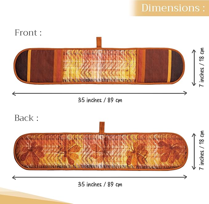 Maison d' Hermine Double Oven Mitt (7" x 35") 100% Cotton Heat Resistant BBQ Cooking Gloves with Loop for Thanksgiving Christmas Decorations Baking Cooking Handling Hot Pan (Thanksgiving Tartan)