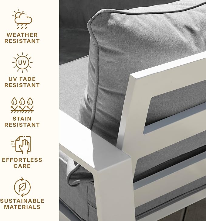 Honeycomb Outdoor Deep Seat, 24 x 23, Textured Solid Platinum Grey Chair Cushion for Patio Furniture