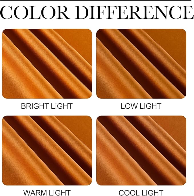 NICETOWN Room Darkening Cafe Satin Curtains for Small Windows, 42" Wide by 84" Long, 2 Panels, Orange, Grommet Privacy Faux Silk Blackout Drapes for Bedroom