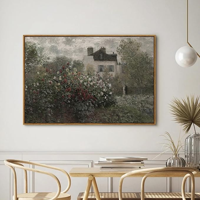 InSimSea Framed Canvas Wall Art Vintage Decor, Farmhouse Room Aesthetic, Living Room Wall Art, Cottagecore Bedroom Kitchen Bathroom Decor, 24"x36"