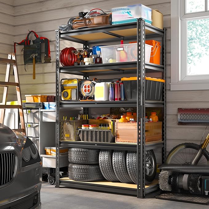 REIBII Storage Shelves 2020LBS Garage Shelving Heavy Duty 5 Tier Metal Shelving Units for Storage Adjustable Utility Shelf Rack for Kitchen Warehouse Basement 28" W x 12" D x 59.8" H, 3 Pack