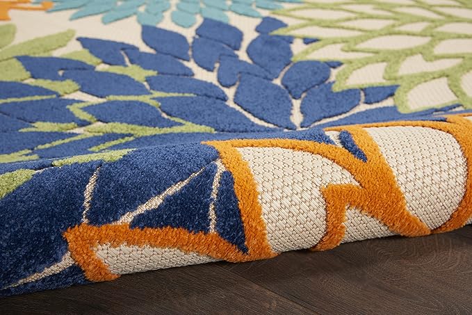 Nourison Aloha Indoor/Outdoor Multicolor 3'6" x 5'6" Area-Rug, Tropical, Botanical, Easy-Cleaning, Non Shedding, Bed Room, Living Room, Dining Room, Deck, Backyard, Patio (3x5)