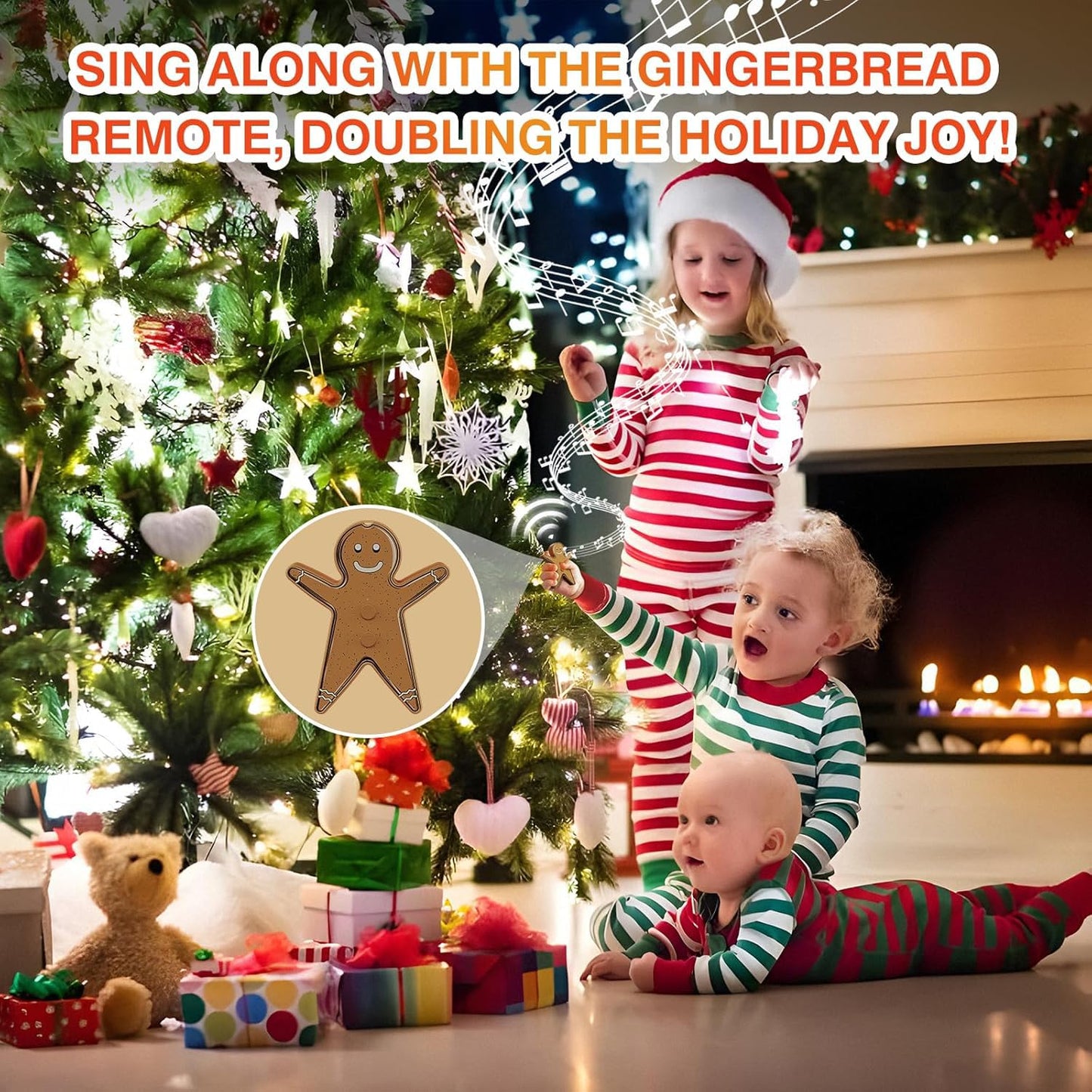 Remote Control Outlet for Christmas Tree Lights, Gingerbread Man Wireless Remote Switch, Christmas Tree Remote Control with Built-in Music Feature, 100Ft Range