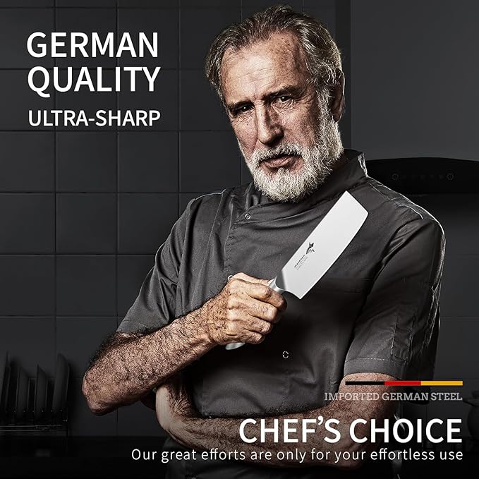 MAD SHARK 7 Inch Nakiri Knife, Ultra Sharp German Stainless Steel Vegetable Knife, Ergonomic Handle, Multipurpose Kitchen Knife for Chopping, Slicing, and Dicing