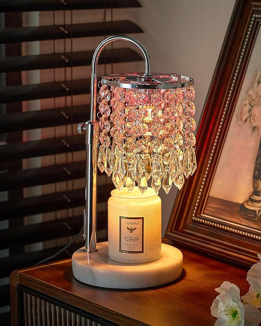 Candle Lamp Warmer with RGB Mode for Adjustable Height, Candle Warmer Lamp with Marble Base for Adjustable Height, Crystal Candle Warmer Lamp for Jar Candles, House Warming Decor Gifts, Silver