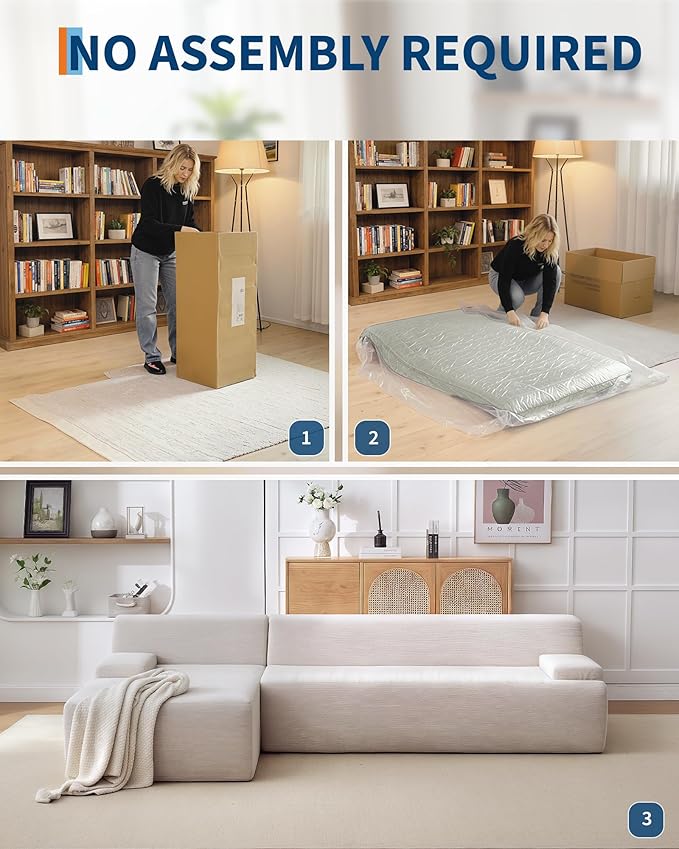 108" Sectional Couches for Living Room, Modular Sectional Sofa with L-Shape Chaise,Ultra Soft Corduroy L Shaped Couch Bed,Perfect Comfy Couches for Living Room, No Assembly Required, Beige