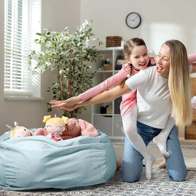 GAGAKU Stuffed Animal Bean Bag Cover Toy Storage, 24 Inches Kids BeanBag Crystal Blue Rabbit Large Zipper Bean Bag for Organizing Kids Plush Toys Home Supplies