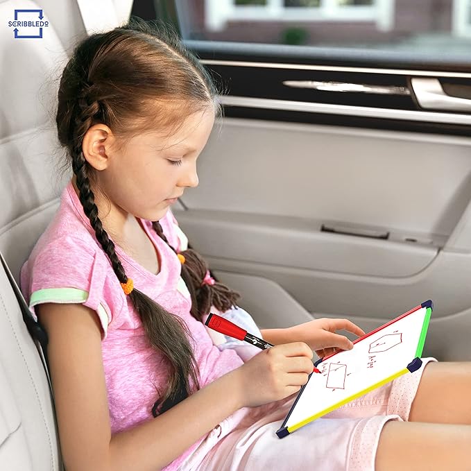 Travel Size Art Coloring White Board for Kids 9”x12” Car Airplane Travel Essentials Kids Travel Accessories Travel Games for Kids Travel Toys for toddlers 1-3 Plane Travel Games for Kids Ages 4-8 & Up