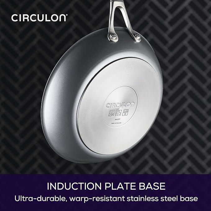 Circulon A1 Series with ScratchDefense Technology Nonstick Induction, Frying Pans/Skillets with Lids, Metal Utensil Safe, Skillet Set w/Lid (8.5", 10" & 12") - Graphite