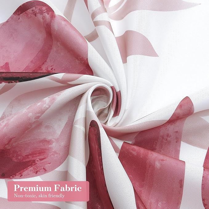 MitoVilla Pink Eucalyptus Shower Curtain, Plant Leaves Vintage Fabric Shower Curtains for Rustic Bathroom Decor, Chic Modern Botanical Shower Curtain, 72x72