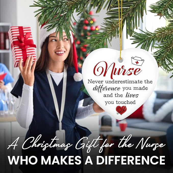 GEEMBI Christmas Nurse Gifts for Women - Ceramic Christmas Ornaments 2025 for Tree Decorations - RN LPN Appreciation Thank You Gifts for Nurses Female, Nurse Gift, Inspirational Gift for Nurses Female