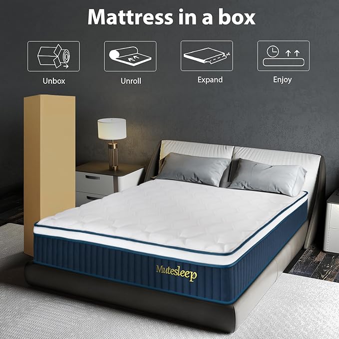 Twin Size Mattress 10 Inch, Twin Mattress in a Box, Hybrid Gel Memory Foam Medium Firm Feel Individual Pocket Springs Matress, Breathable Fabric, Strong Edge Support, Fiberglass Free