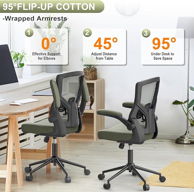 Office Chair, High Back Desk Chair Adjustable Height and Ergonomic Design Home Office Computer Chair Executive Lumbar Support Padded Flip-up Armrest Swivel Task Chair