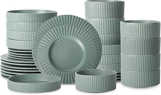 Christian Siriano Lusso 32-Piece Dinnerware Set Stoneware, Stone