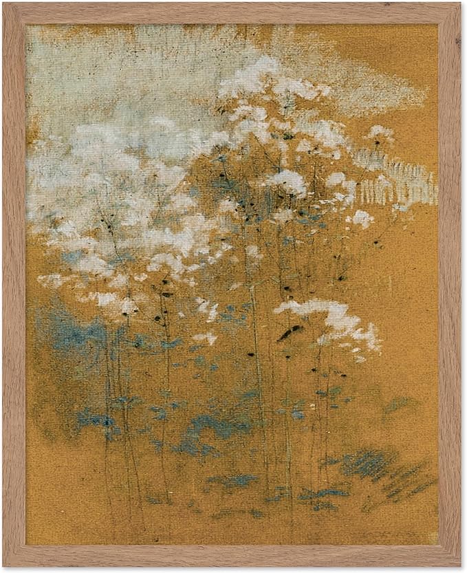 Poster Master Vintage Wild Flowers Poster - Retro Tonal Botanical Painting Print - Abstract Art - Floral Art - Farmhouse Art - Aesthetic Flower Shop or Living Room Wall Decor, 16x20 Beige Framed