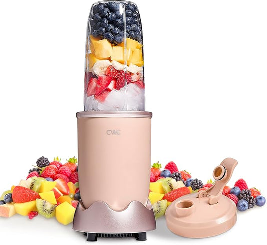 COOK WITH COLOR Personal Power Blender 600W, 24oz Capacity, BPA-Free Jar, Ice-Crushing Blades, Ideal for Smoothies & More, Anti-Slip Feet, Easy to Clean, Dusty Rose