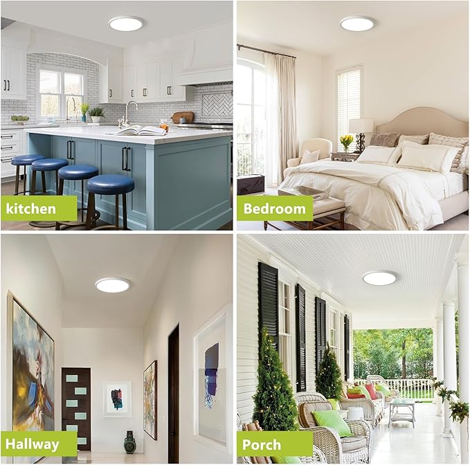 42W 20" Large LED Flush Mount Ceiling Light with Remote Control, Dimmable 2700K-6500K Color Temp Adjustable, Ultra-Thin Flat Round Fixtures for Bedroom, Kitchen, Office, White