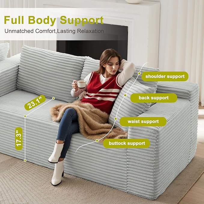 104''Sectional Cloud Couch with L Shaped Chaise,Modern Modular Sectional Sofa,Boneless Couch with Deep Seat,Comfy Couches for Living Room (Light Grey, Left Facing Chaise)