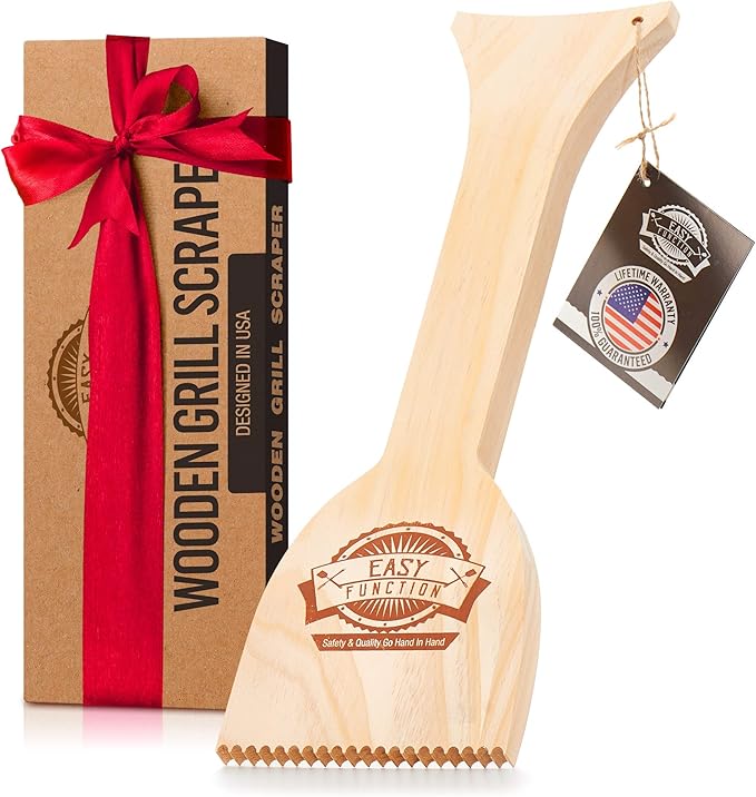 Wood Grill Scraper - Wooden BBQ Grill Brush Cleaner Alternative - Enjoy Safe & Bristle Free Barbecue