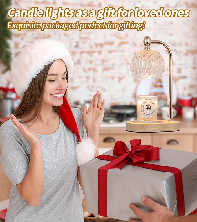 Candle Warmer Lamp with Timer and Dimmer,Flameless Electric Wax Melt Warmer for Jar Candles With 2 Bulbs,House Warming Gifts,Mother's Day/Birthday/Christmas Gifts For Mom/Wife,Home Decor Lamp