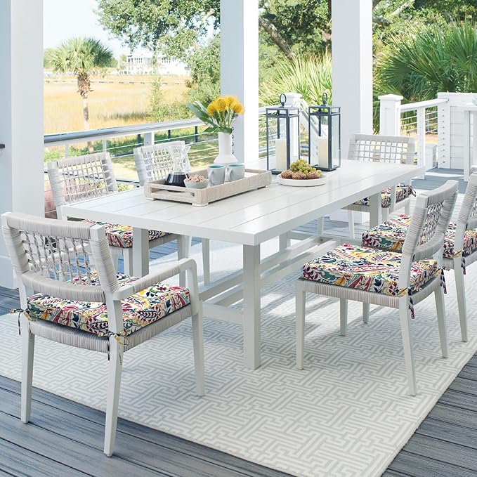 Set of 4 Outdoor Square Chair Cushions 18.5"x16"x2" for Patio, Water Resistant Patio Dining Seat Pads Replacement for Kitchen Garden and Outdoor Furniture Decoration - Vigour Paisley