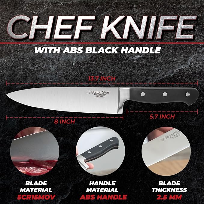 Chef Knife 8 Inch – Ultra Sharp High Carbon Stainless Steel Kitchen Knife, Professional 8” Chef’s Knife with Ergonomic Handle, for Home & Restaurant with Gift Box, Culinary Cooking Knife
