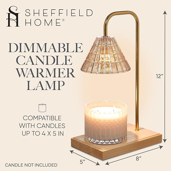 Sheffield Home Glass Candle Warmer Lamp – Elegant Candle Warmer for Long-Lasting Fragrance, Sleek Design, 12x8, Natural Cone Shaped