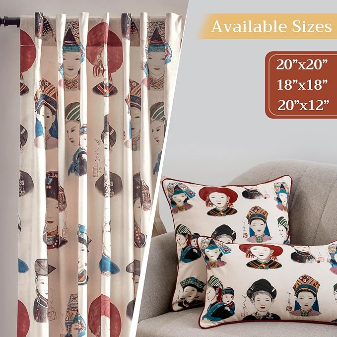 Maison d' Hermine Decorative Pillow Covers 20x20 Inch Square 100% Cotton Throw Pillow Covers with Invisible Zipper Cushion Case for Living Room Couch, Chair, Sofas, Bedroom, Home (Pupeo People)