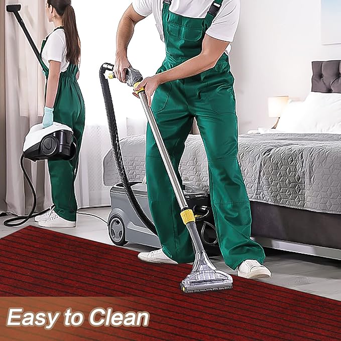 3' x 77' Runner Rugs with Rubber Backing, Indoor Outdoor Utility Carpet Runner Rugs, Stripe Red, Can Be Used as Aisle for The RV and Boat, Laundry Room and Balcony