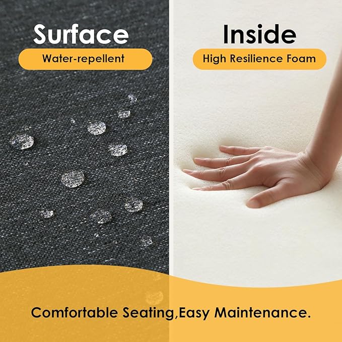 Outdoor Cushions for Patio Furniture Set of 2, 24"x24" Water Repellent Chair Cushions Removable Seat Bottom & Back Cushion Covers for Chair, Sofa, Couch, Charcoal Gray