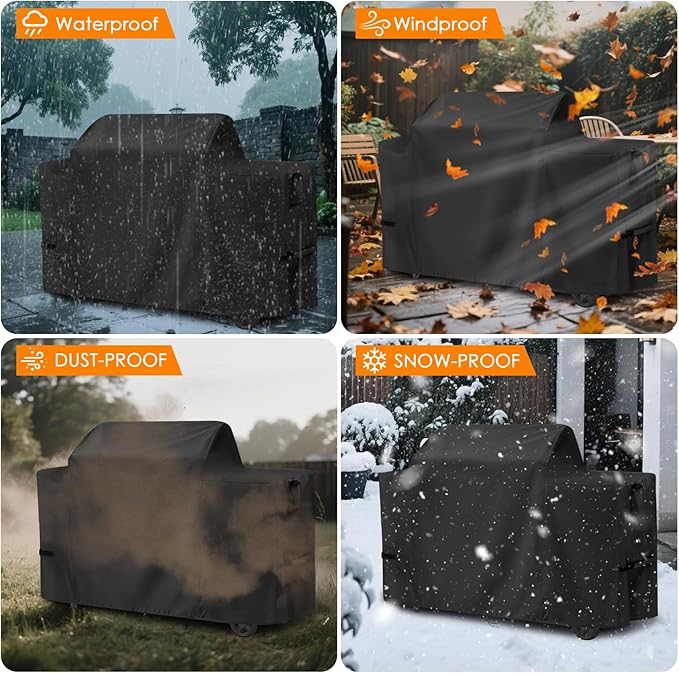 Grill Cover for Traeger Woodridge Pro/Elite, 600D Waterproof Cover for Traeger Woodridge Grill, Pellet Smoker Grill Covers Accessory, 68" L x 28" W x 46" H