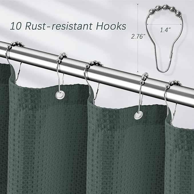 60 inch Stall Shower Curtain - Waffle Weave Heavy Duty Thick Fabric Shower Curtains for Bathroom, Weighted Hotel Spa Luxury Cloth Bath Curtain Set with 10 Hooks, 60x72, Stormy Weather