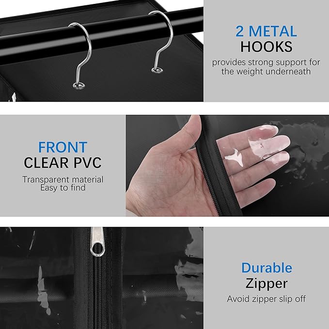 Libeder Hanging Closet Organizer, 8-Shelf Wardrobe Clothes Storage Organizer with Zipper,Hanging Shelves for Sweater,Shoes,Purse,Hats,Black