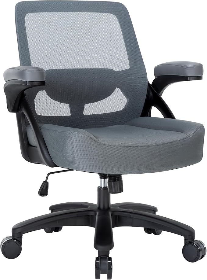 Big and Tall Office Chair 400lbs-Ergonomic Mesh Desk Chair with Flip up Arms, Heavy Duty Home Office Computer Chair, Wide Seat Office Chairs, Executive Rolling Swivel Task Chairs for Large People