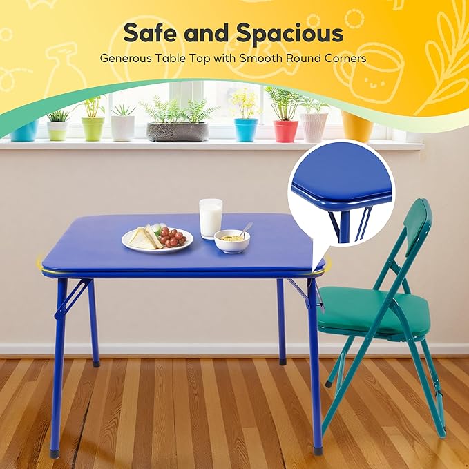 HealSmart Folding Table for Kids, Toddler Table with Padded Top - Foldable, Portable, and Durable Design, Ideal for Playtime, Crafts, and Activities, Compact and Easy Storage Solution, Blue